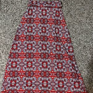 Red and Blue Patterned Women's Skirt